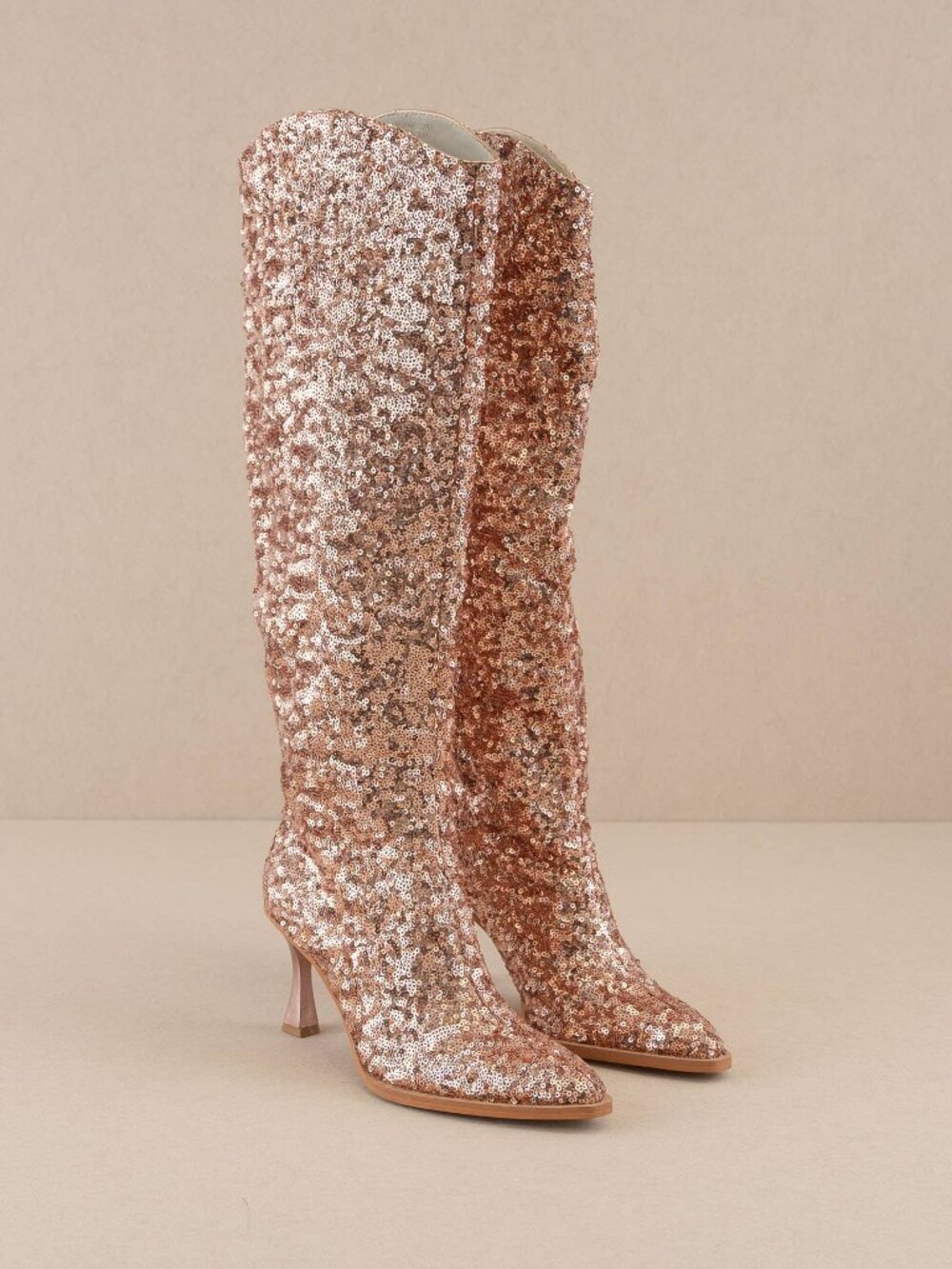 Size US 8.5 The Jewel Rose Gold | Knee High Sequin Boot - Picture 4 of 4